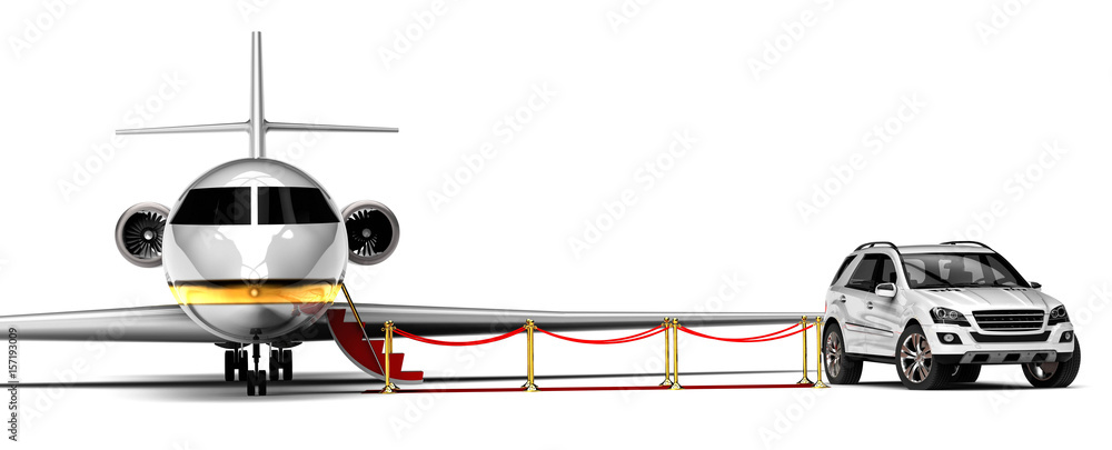 Poster high class travel fleet / 3d render image representing a high class travel fleet