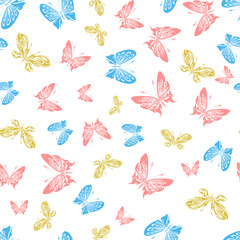 Butterfly seamless pattern. Seamless pattern of colorful butterfly on a white background.