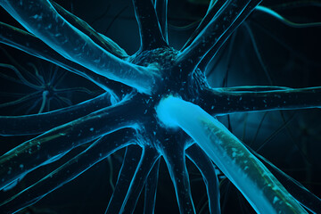 Closeup of turquoise neuron