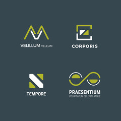 Simple minimal logo set. Flat abstract logo for your company.  Vector design template.