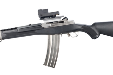 Assault rifle on white