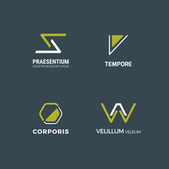 Simple minimal logo set. Flat abstract logo for your company. Vector design template.