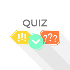 Fototapeta na wymiar Quiz vector logo isolate on white background, flat speech symbols, questionnaire icon, concept of social communication, chatting, interview, voting, discussion, talk, team dialog