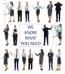 Fototapeta premium Collage of business people on white background