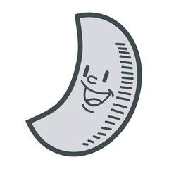 smiling moon cartoon mascot character vector Illustration