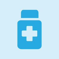 Drugs sign icon. Pack with pills. Flat design style. 