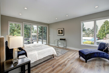 Master bedroom interior with private balcony