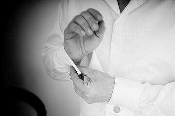 Man in white shirt dress cufflinks