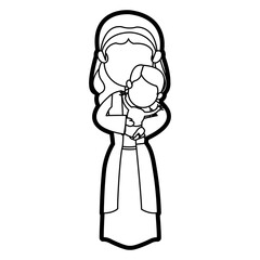 virgin mary and her holy baby religious catholicism vector illustration