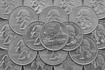 Nebraska State and coins of USA.