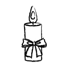 christmas candle bow flame decoration icon vector illustration