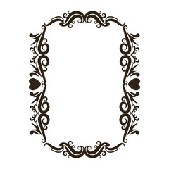 floral romantic heart ornament scrolls, frame element vector illustration