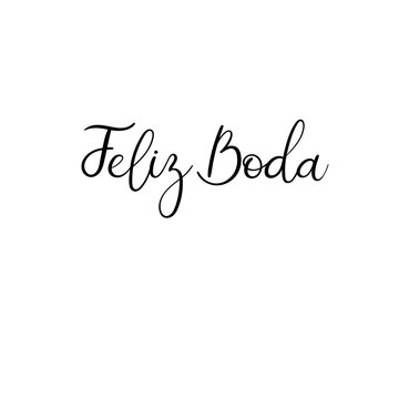 Happy wedding hand lettering text in Spanish. Feliz Boda. Calligraphy inscription for greeting cards, wedding invitations. Vector brush calligraphy