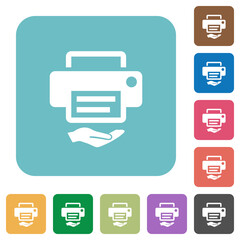 Shared printer rounded square flat icons