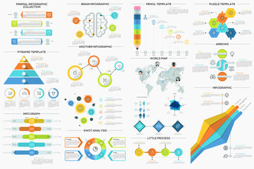 Set Of 9 Flat Minimal Infographics