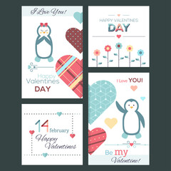 Set of flat design Happy Valentine Day greeting cards and banners