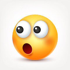 Smiley,sad emoticon. Yellow face with emotions. Facial expression. 3d realistic emoji. Funny cartoon character.Mood. Web icon. Vector illustration.