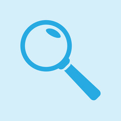 Icon of loupe. Search button. Magnifying glass. Flat design style. 