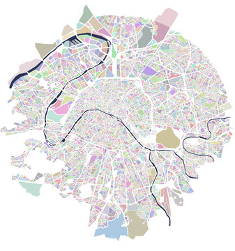 vector map of the city of Paris, France