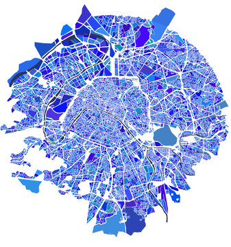 vector map of the city of Paris, France
