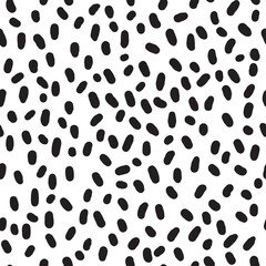 Hand drawn chaotic dots, spots and blobs vector seamless pattern.