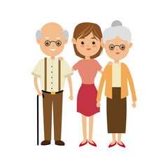 family people mother with gradpa and grand mom vector illustration