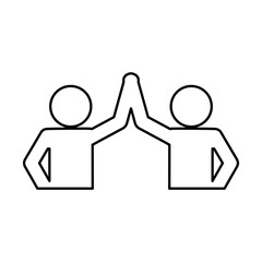 pictogram men doing a handshake over white background. teamwork concept. vector illustration