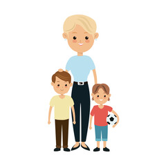 Obraz premium blonde grandmother together grandchilds image vector illustration