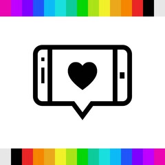 message or love chat on smartphone icon stock vector illustration flat design