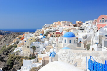 Oia on Santorini Island. The Cyclades, Greece.