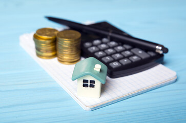 Mortgage concept. Money and house