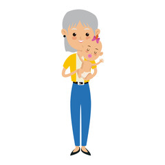 family mother carrying her baby cute image vector illustration