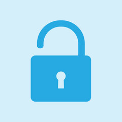 Unlock icon. Flat design style. Access to the user.