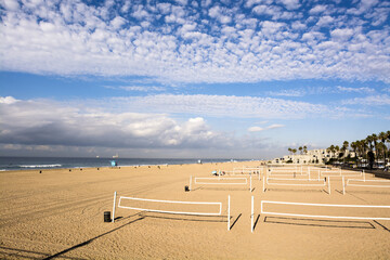 Volleyball nets on beach