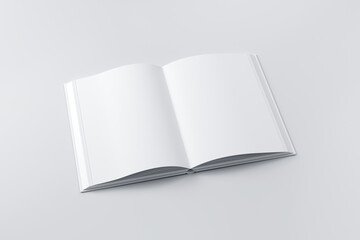 Opened blank book mock-up on the white background.