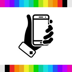 phone in hand icon stock vector illustration flat design