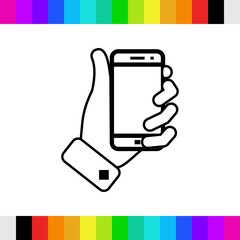 phone in hand icon stock vector illustration flat design