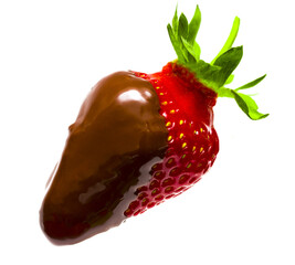 strawberry with chocolate dipping isolated on white