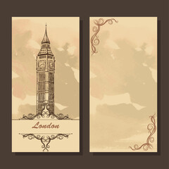 Greeting card with London city sights, Big Ben