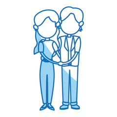 couple father and mother together hugging vector illustration