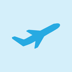 Airplane flight tickets air fly travel takeoff silhouette element. Plane symbol. Travel icon. Flat design. 