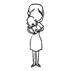 mother holding baby infant, motherhood, innocence vector illustration
