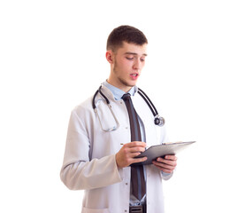 Young man in doctor gown