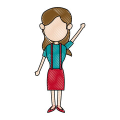 portrait of pretty teenage girl. daughter, sister standing. vector illustration