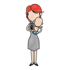 mother holding baby infant, motherhood, innocence vector illustration