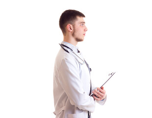 Young man in doctor gown