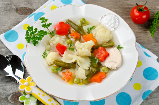 Soup on a chicken broth with vegetables