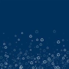 Soap bubbles. Scatter bottom gradient with soap bubbles on deep blue background. Vector illustration.