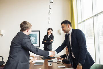 Fototapeta na wymiar Business Man deal. Business handshake and business people on deal concept