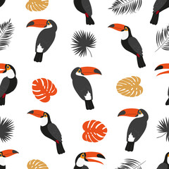 Seamless toucan pattern. Vector tropical background.  © Afanasia